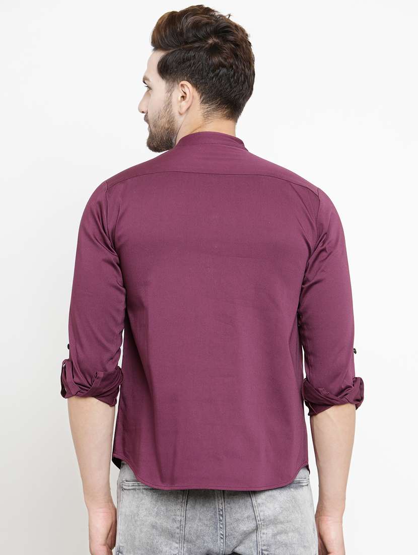 burgundy solid short kurta - 21311889 -  Standard Image - 2