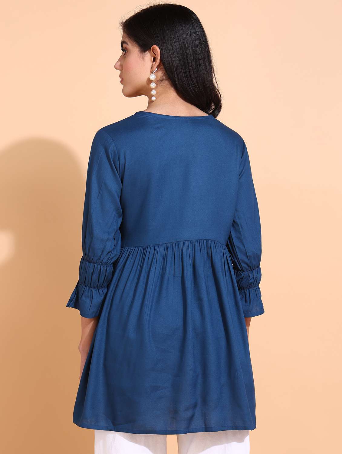 women blue rayon regular top - 21311950 -  Standard Image - 2