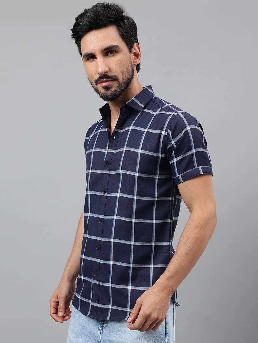 men short sleeved checkered casual shirt - 21311967 - Standard Image - 2