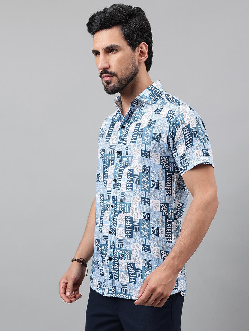 men short sleeved printed casual shirt - 21311988 - Standard Image - 2