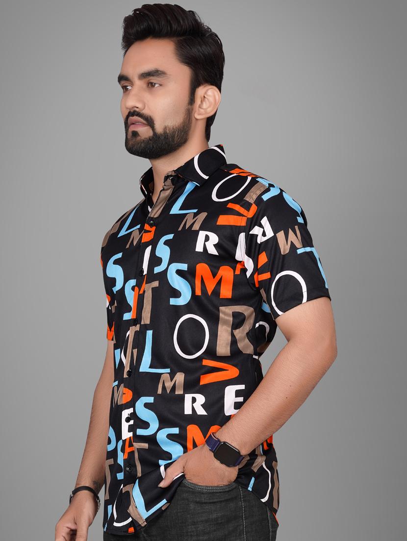 men short sleeved typographic printed casual shirt - 21311998 - Standard Image - 2