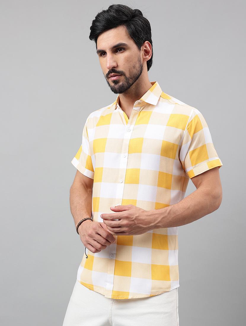 men short sleeved checkered casual shirt - 21312005 - Standard Image - 2
