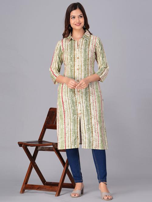 women three quarter sleeve straight kurta - 21313600 - Standard Image - 0