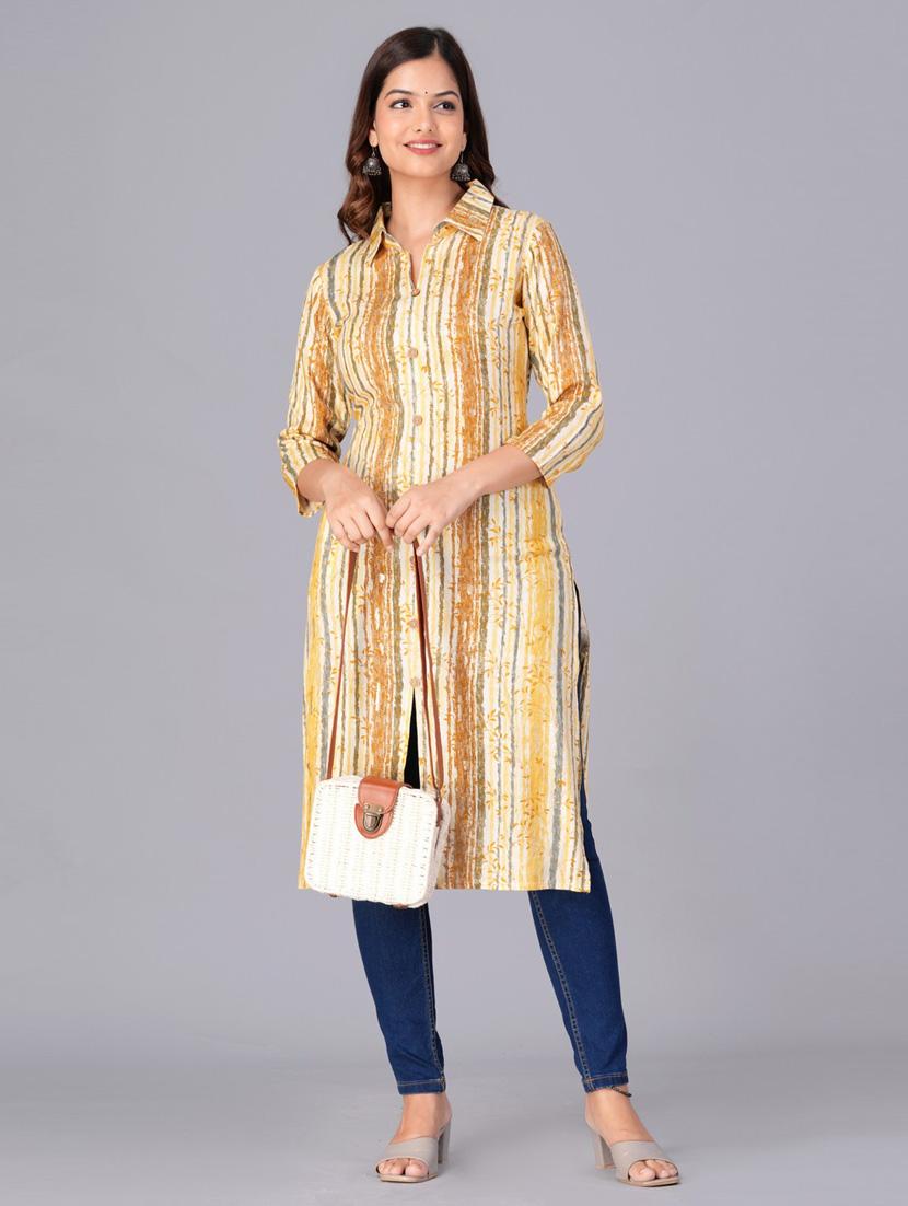 women three quarter sleeve straight kurta - 21313601 - Zoom Image - 0