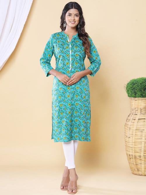 women three quarter sleeve straight kurta - 21313604 - Standard Image - 0