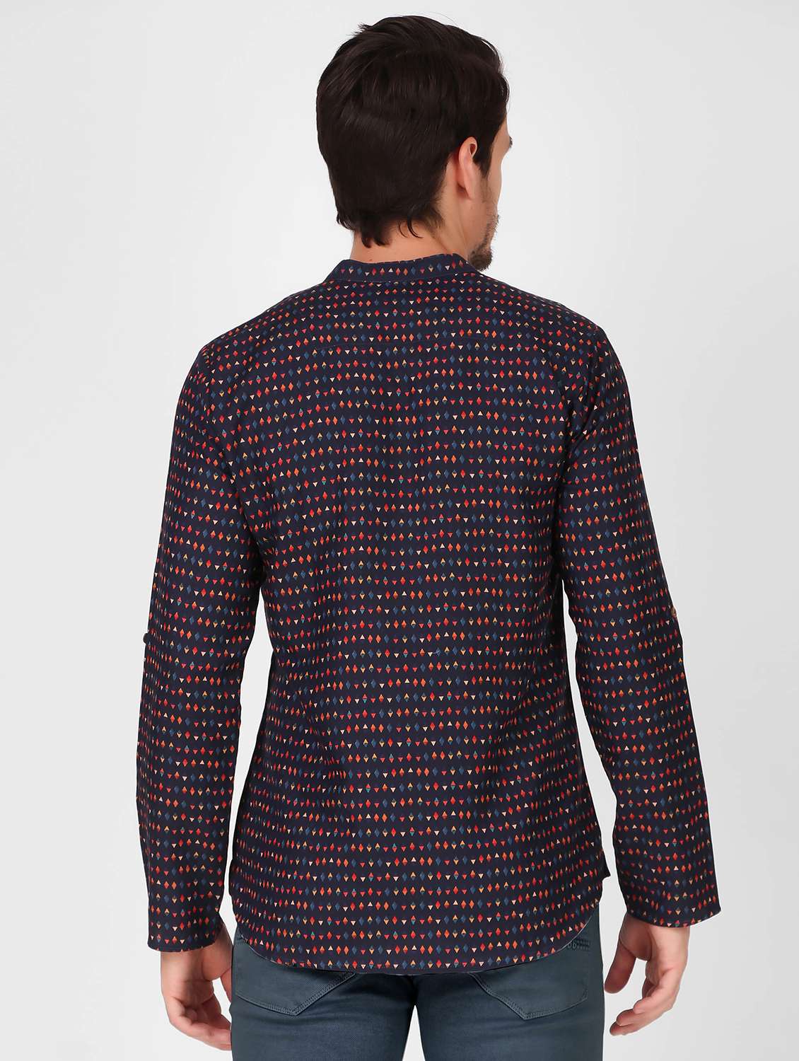 men mandarin neck printed short kurta - 21313756 - Standard Image - 2