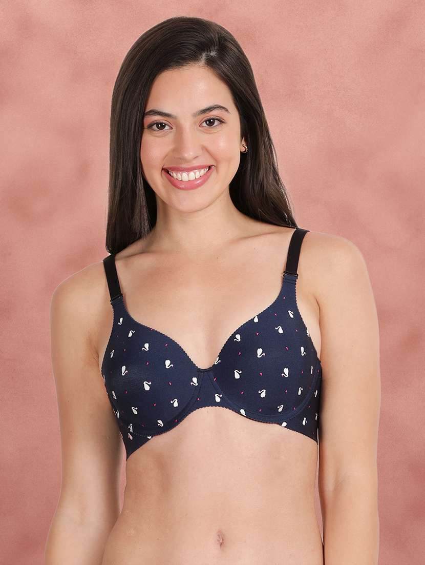 blue printed t-shirt bra