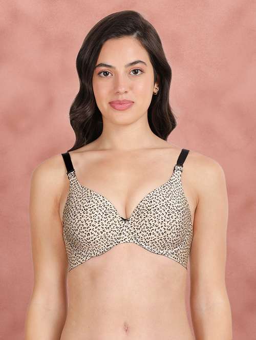 beige printed t-shirt bra - 21313860 - Standard Image - 0
