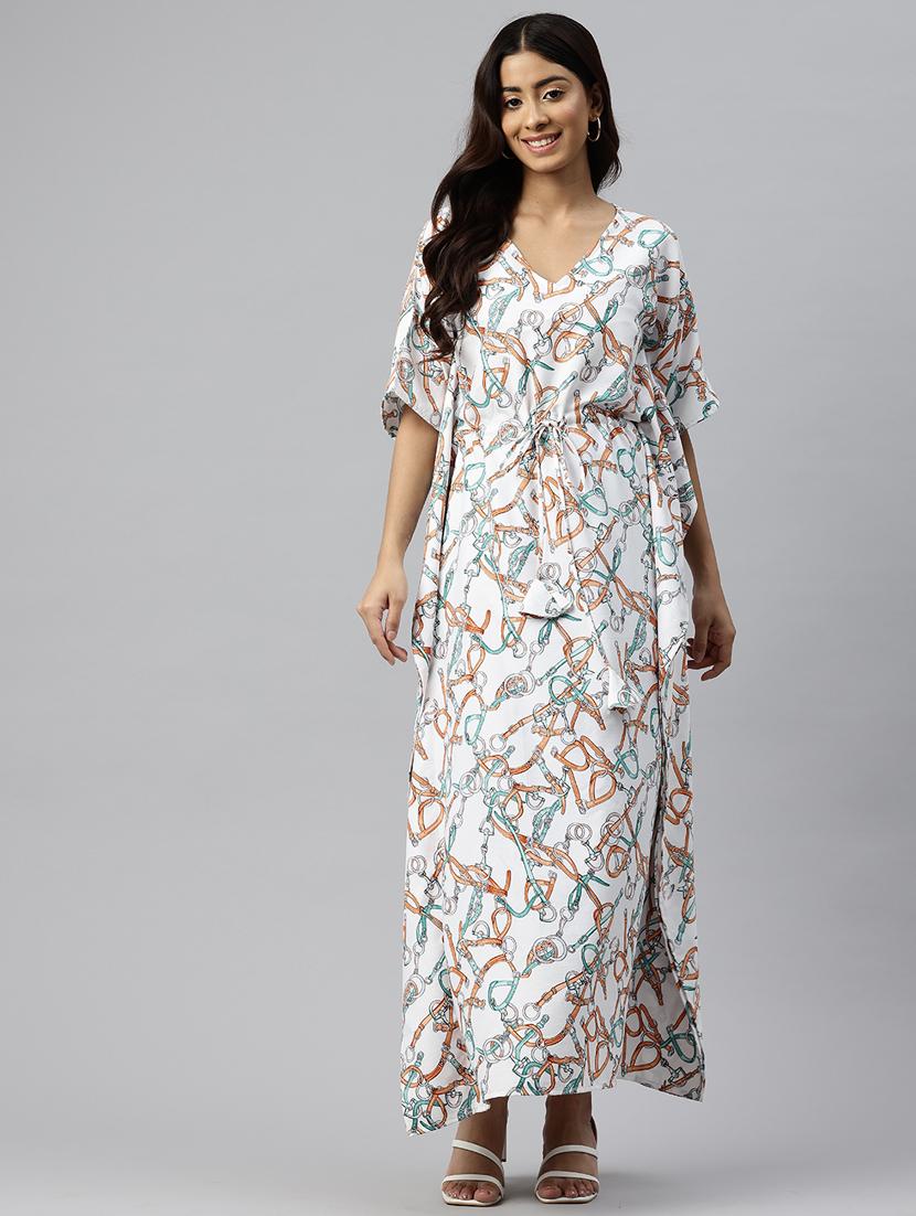 women white poly crepe kaftan dress - 21313875 - Zoom Image - 0