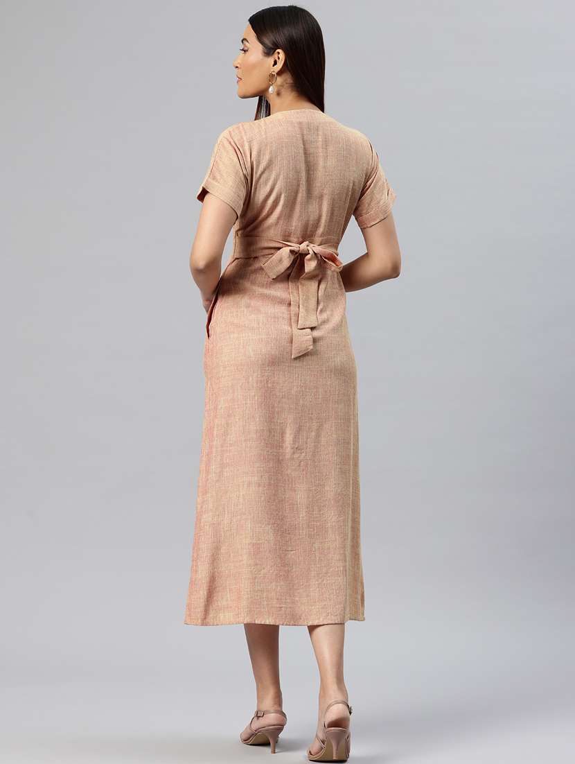 women solid button down a-line dress - 21313892 -  Standard Image - 2