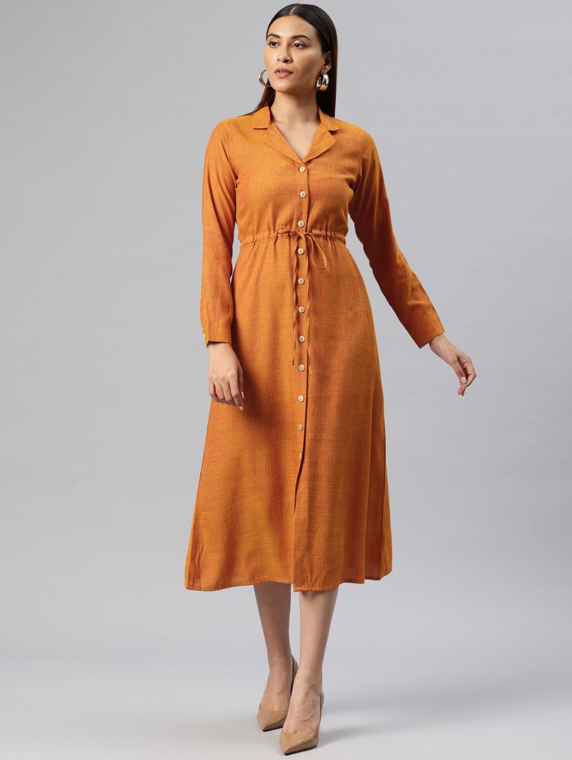 women solid collared button down shirt dress - 21313895 - Zoom Image - 0