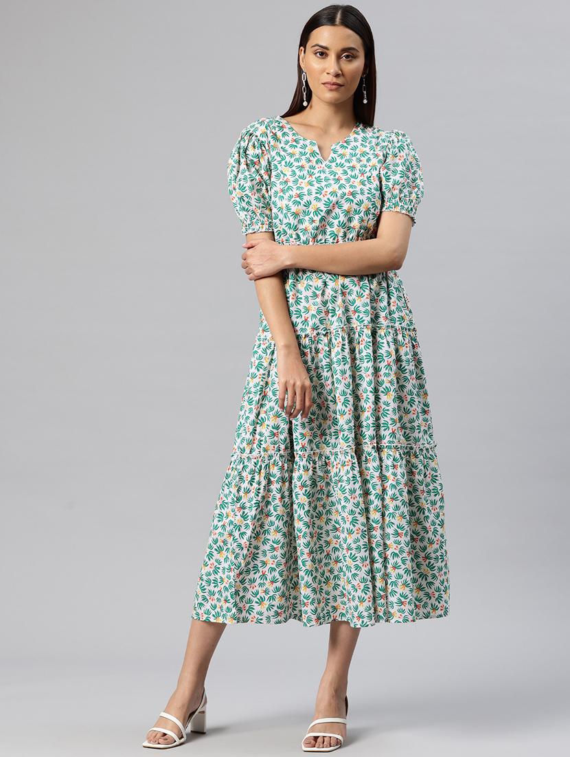 women white cotton fit & flare dress - 21313899 -  Zoom Image - 0