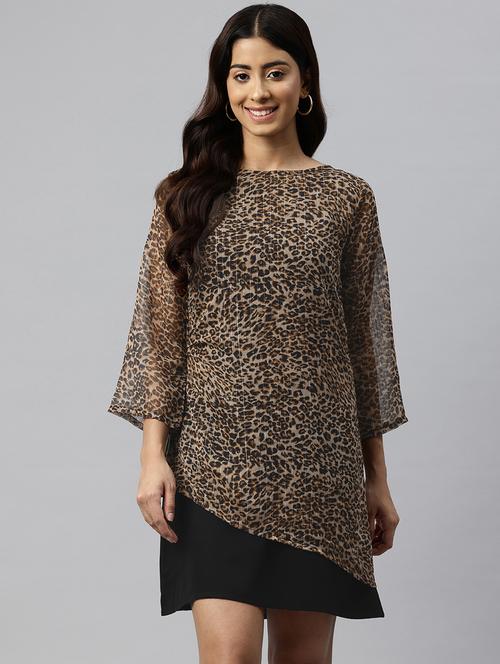 women animal print a-line dress - 21313905 - Standard Image - 0