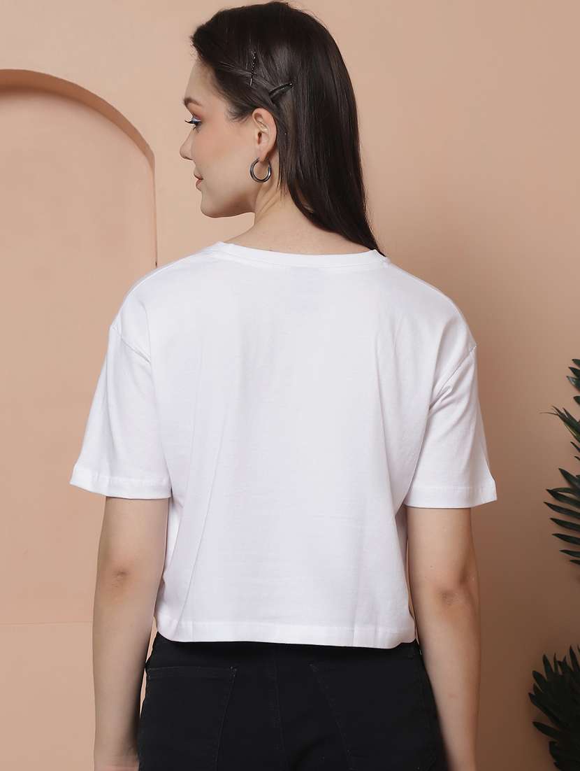 Women Solid Crop Oversized T Shirt