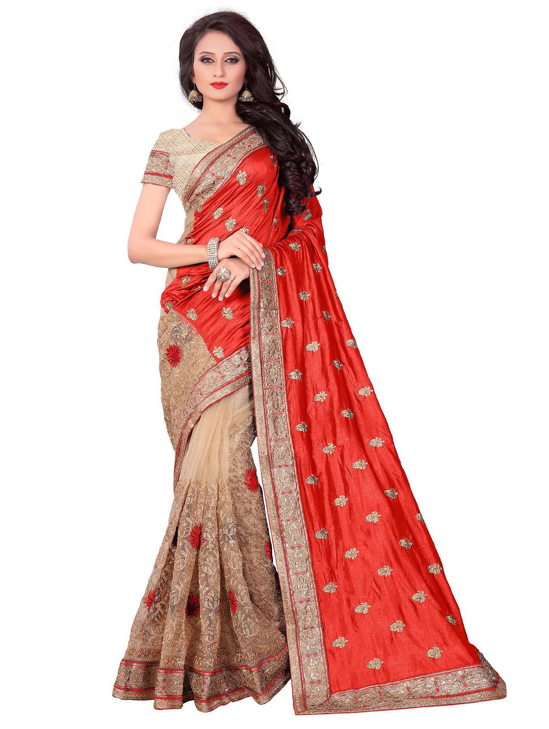 women embroidered half & half saree  with blouse - 21317312 -  Zoom Image - 0