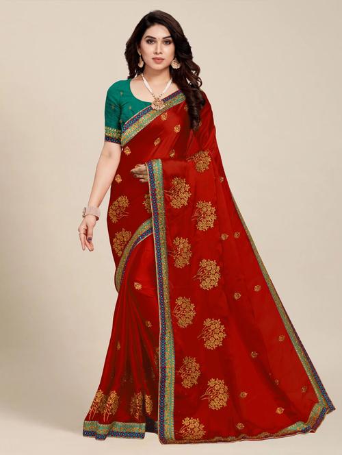 women embellished saree with blouse - 21317321 -  Standard Image - 0