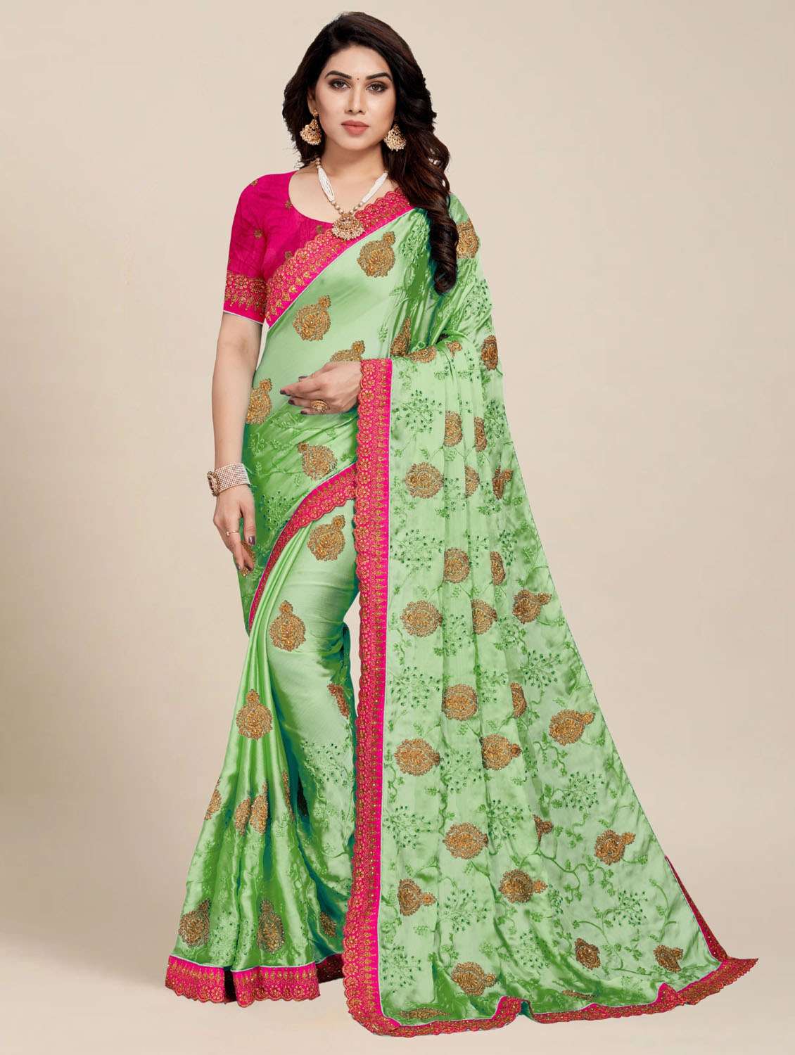 women embroidered saree with blouse