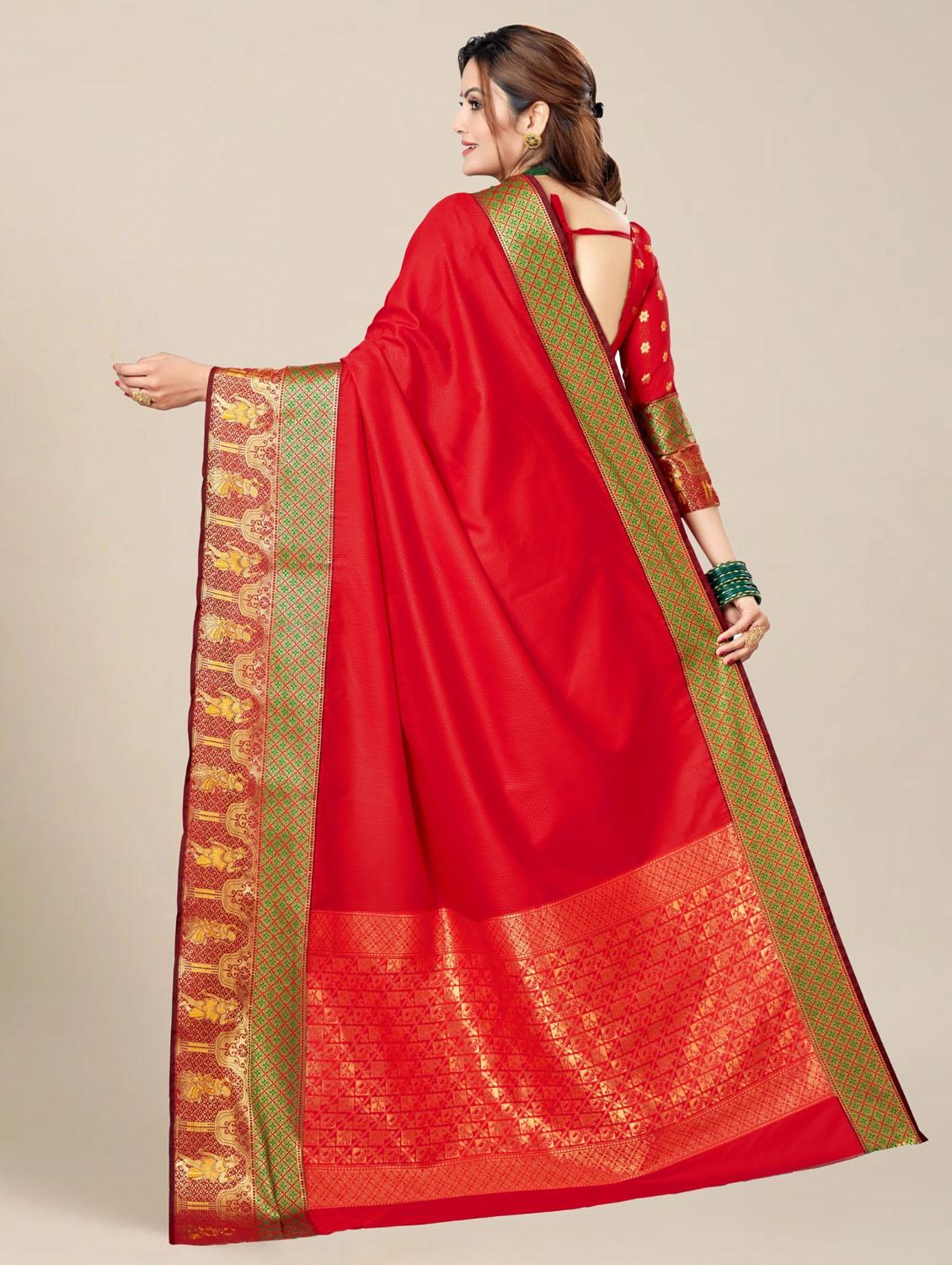 women solid with bordered saree with blouse - 21317421 - Standard Image - 2