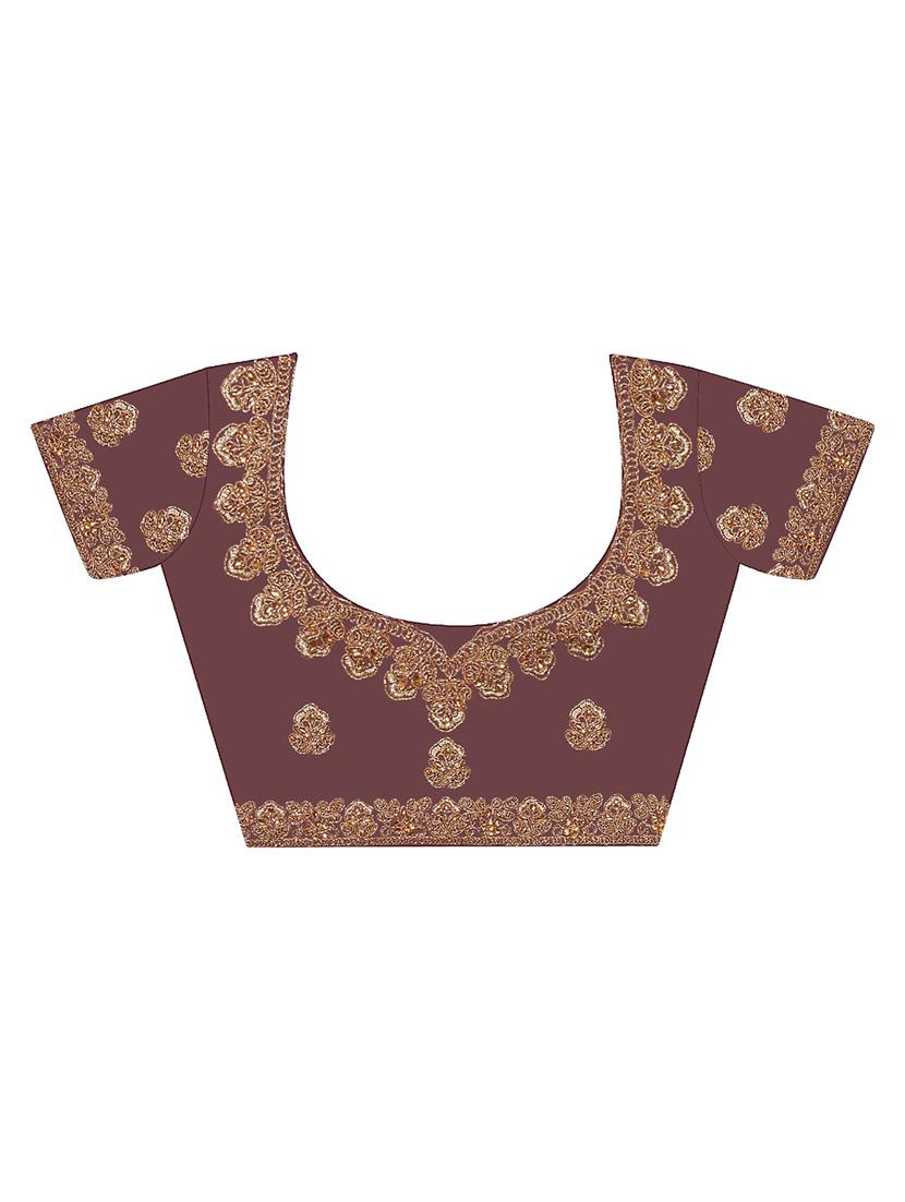 women purple embroidered saree with blouse - 21317448 - Standard Image - 2