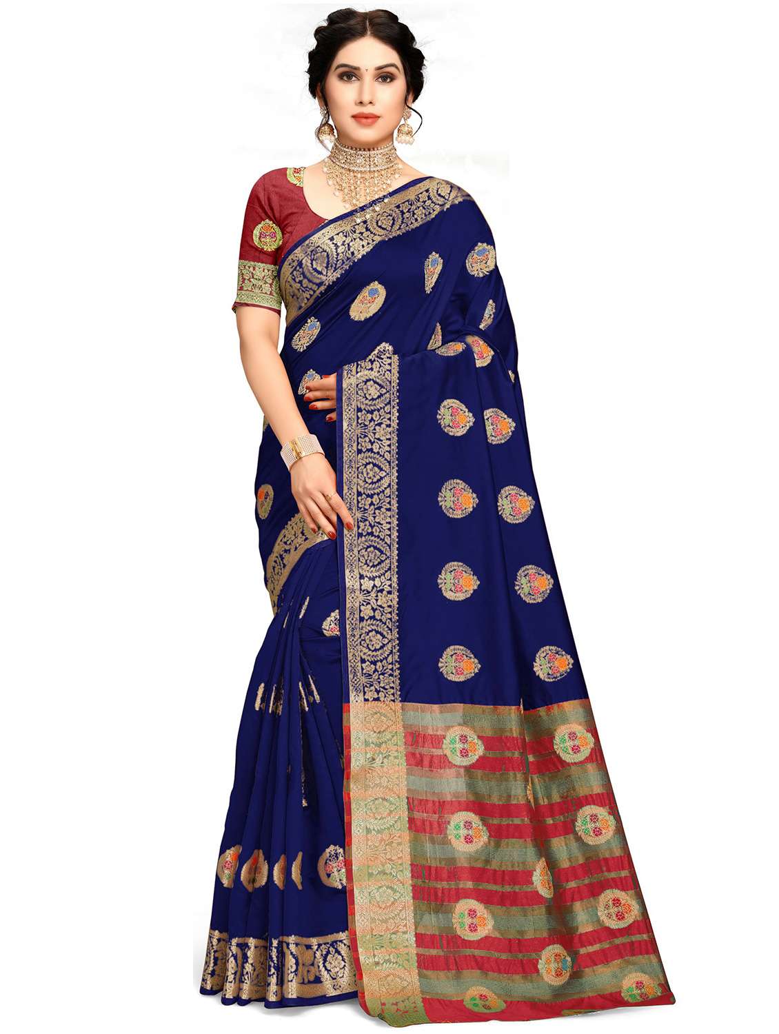 women zari work banarasi saree with blouse