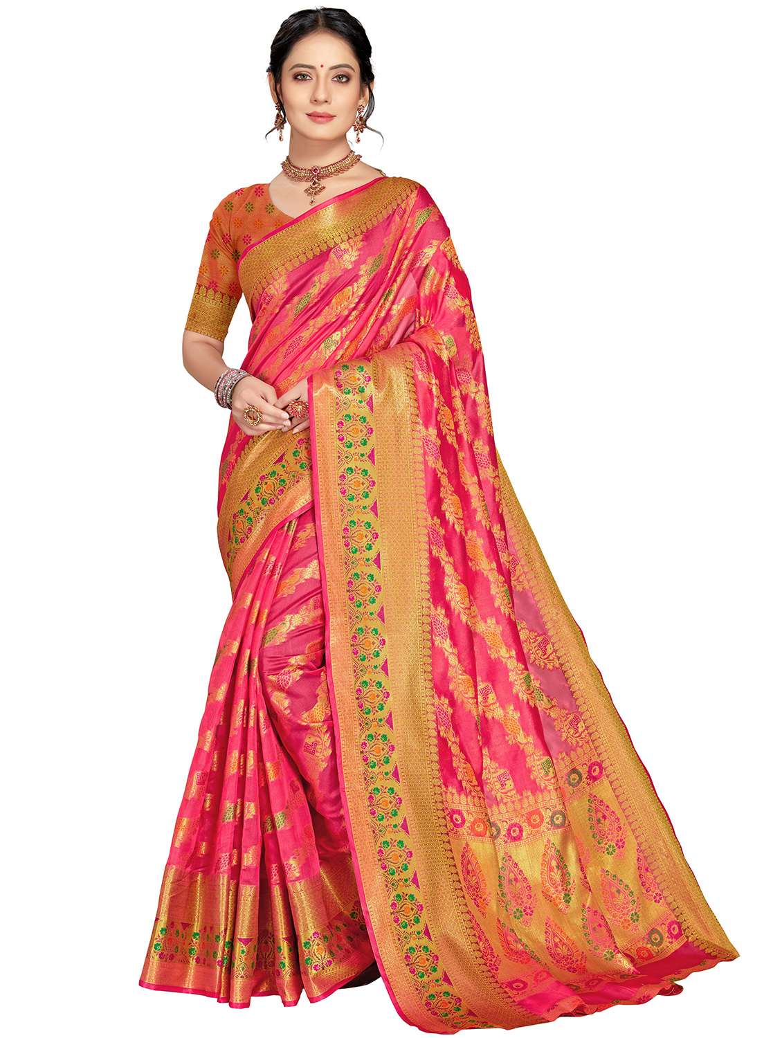 women self design banarasi saree with blouse