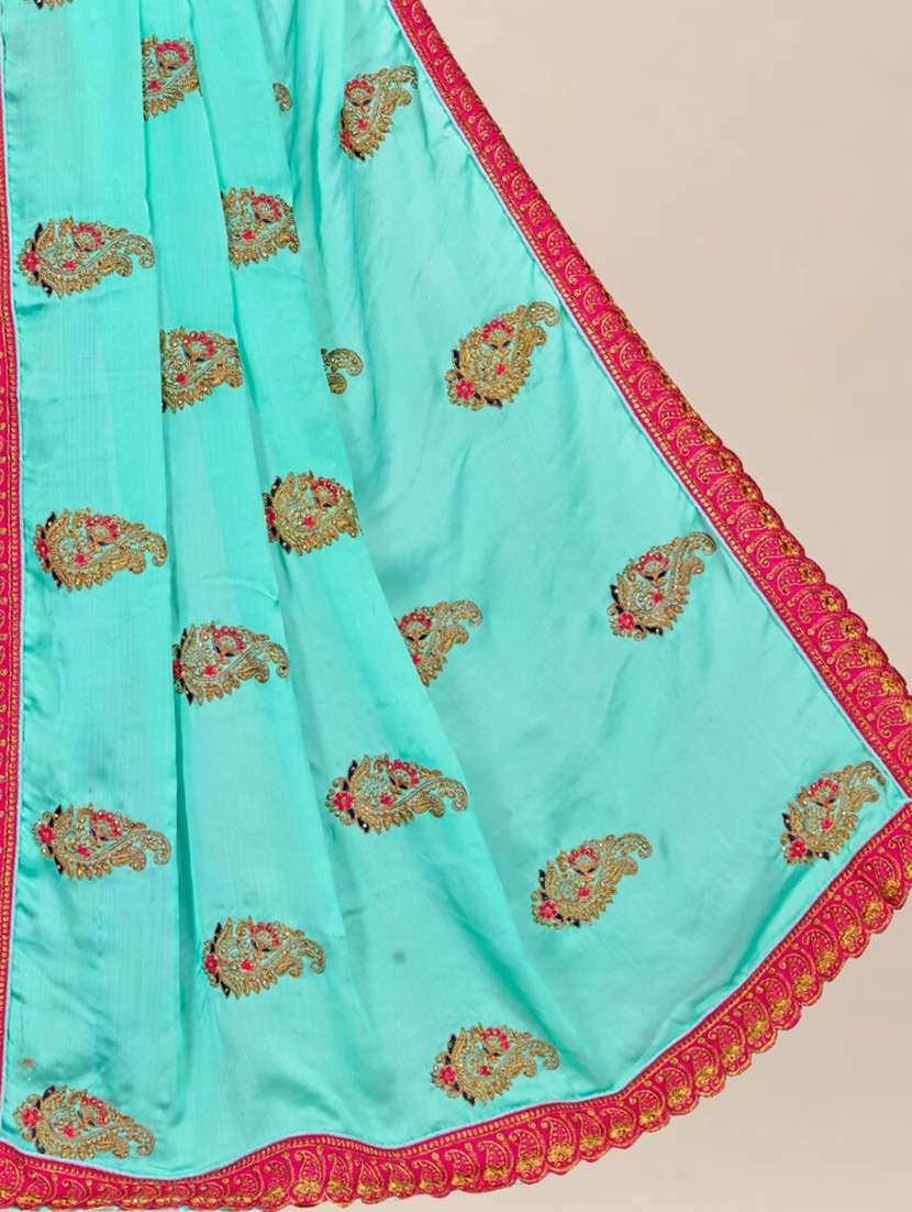 women light blue embroidered saree with blouse - 21317614 - Standard Image - 2