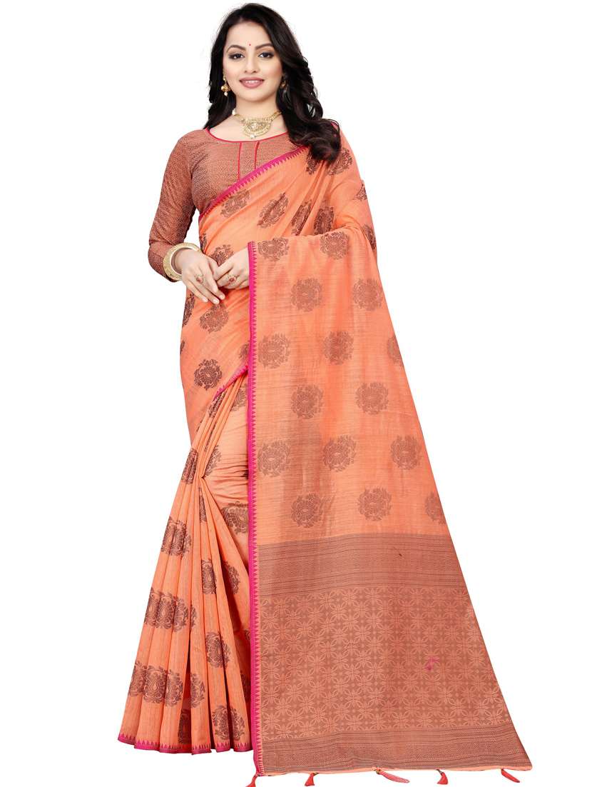 women self design handloom saree with blouse