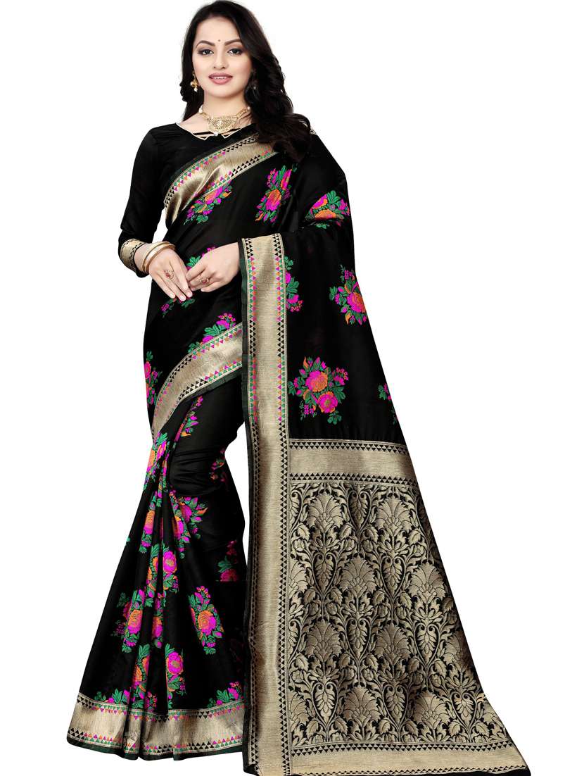 women self design banarasi saree with blouse