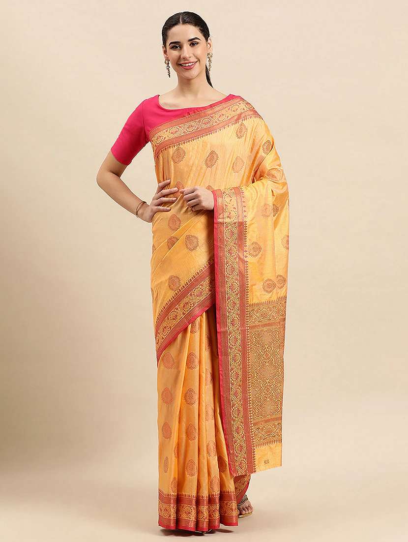 women self design banarasi saree with blouse