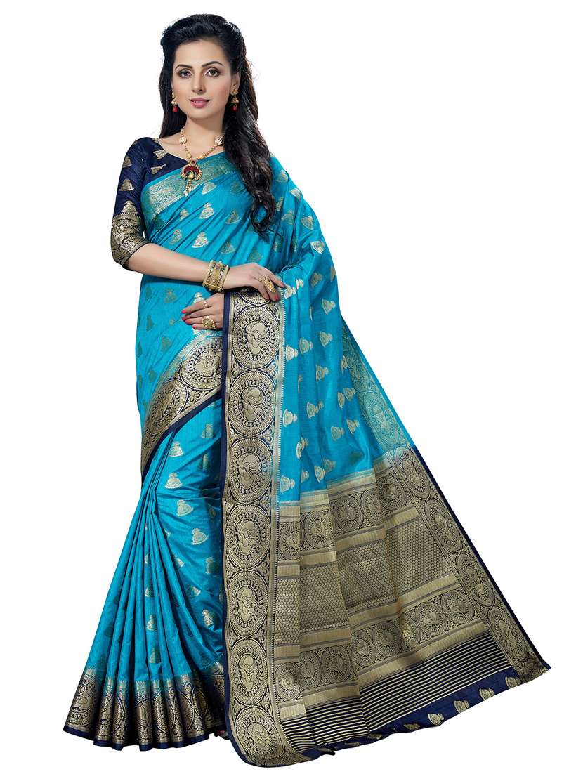 women self design kanjivaram saree with blouse