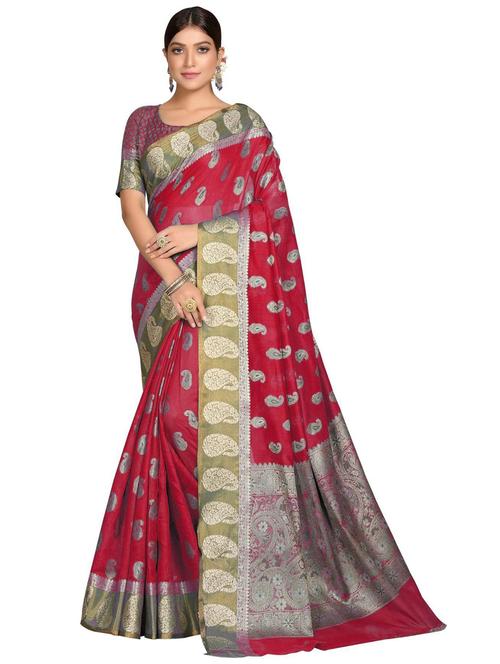 women self design handloom saree with blouse - 21318137 - Standard Image - 0