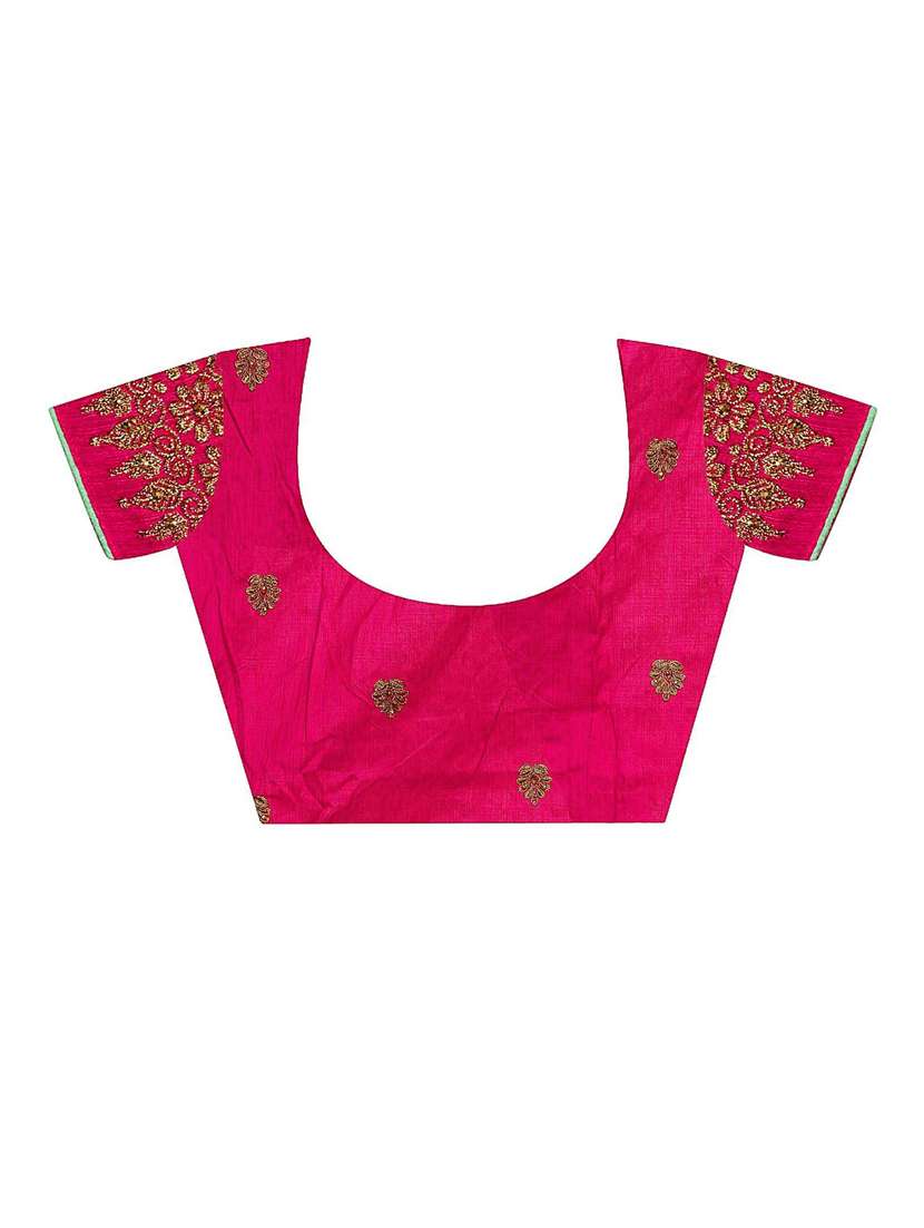 women solid with work saree with blouse - 21318166 -  Standard Image - 2