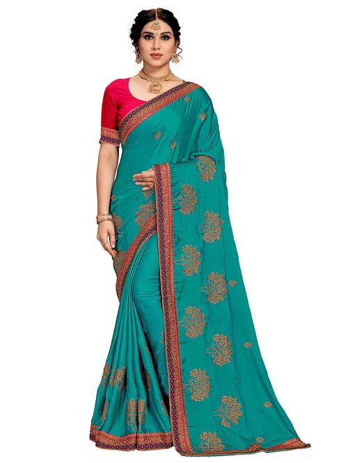 women green printed saree with blouse - 21318191 - Standard Image - 0