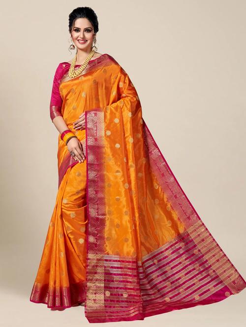 women gold kanjivaram saree with blouse - 21318227 - Standard Image - 0