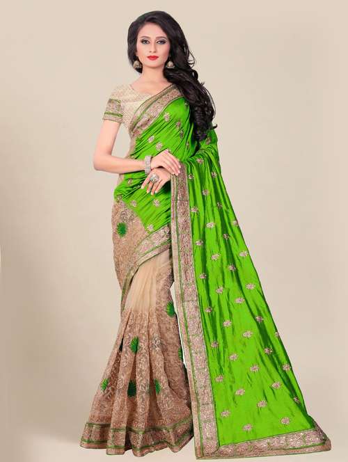 women embroidered half & half saree  with blouse - 21318269 -  Standard Image - 0