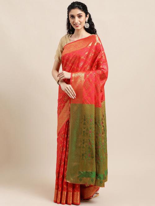 red self design patola saree with blouse - 21318437 -  Standard Image - 0