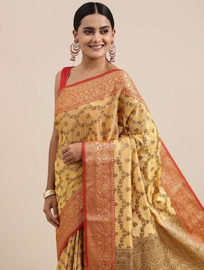 women yellow banarasi saree with blouse - 21318454 - Standard Image - 2