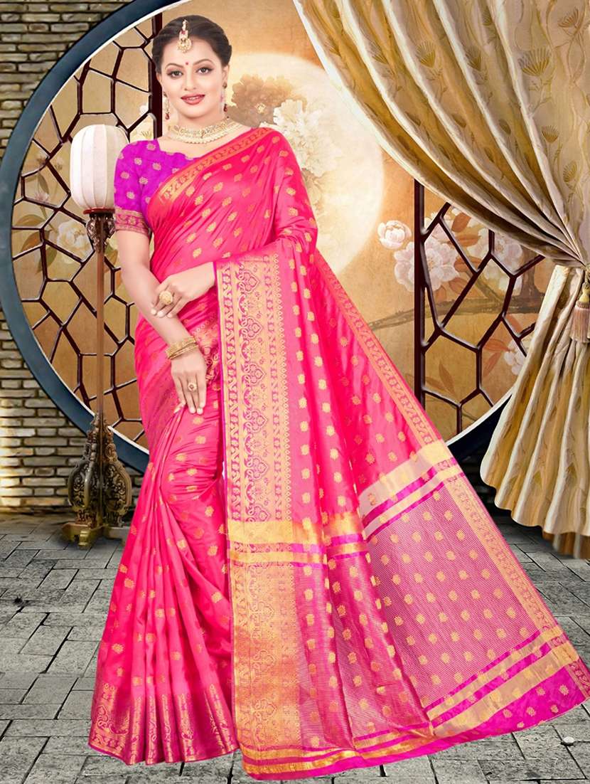 women self design banarasi saree with blouse