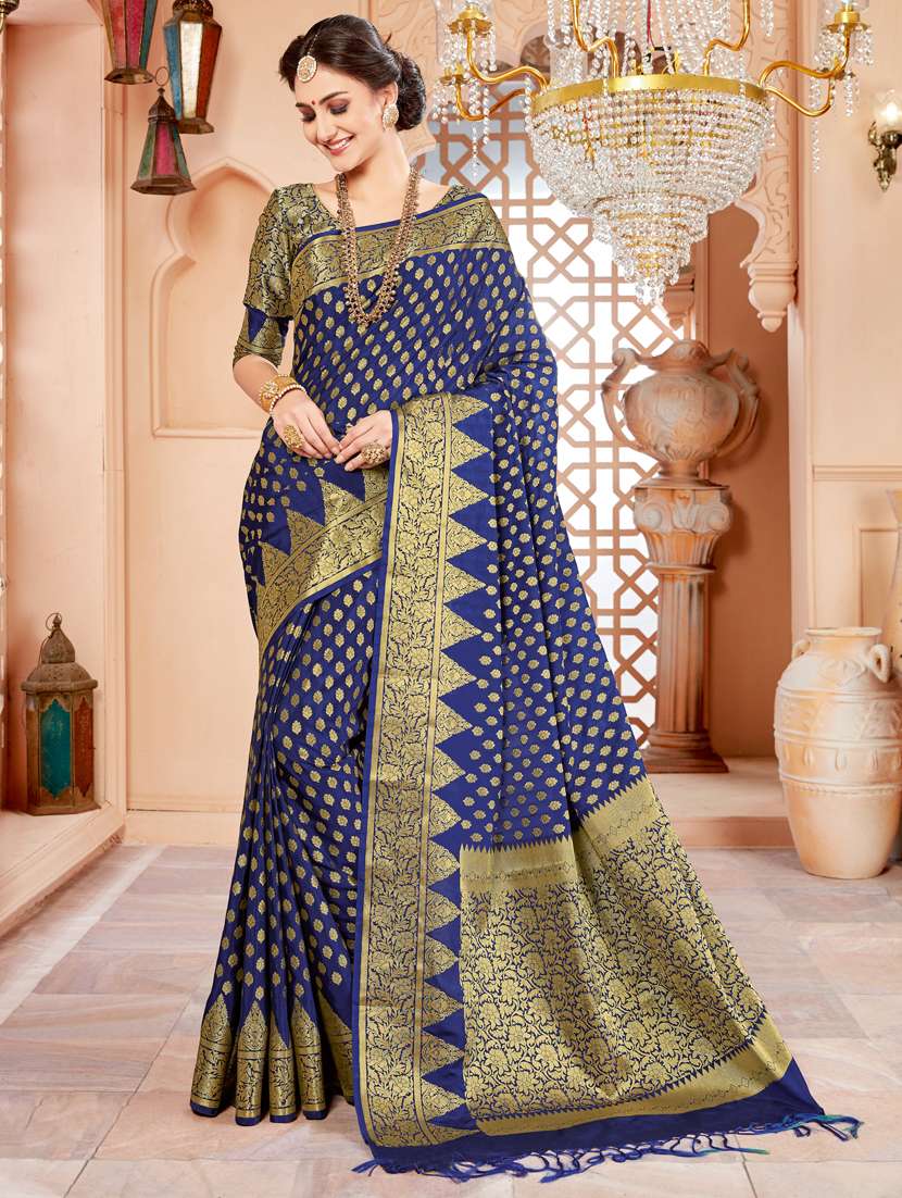 women self design banarasi saree with blouse