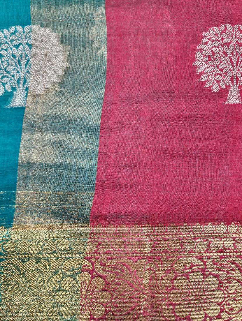 women green handloom saree with blouse - 21318601 -  Standard Image - 2