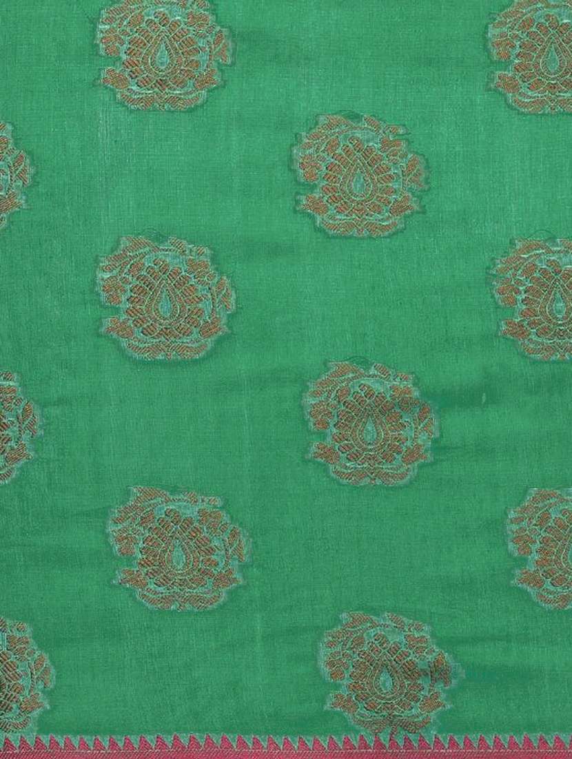 women green chanderi saree with blouse - 21318630 -  Standard Image - 2