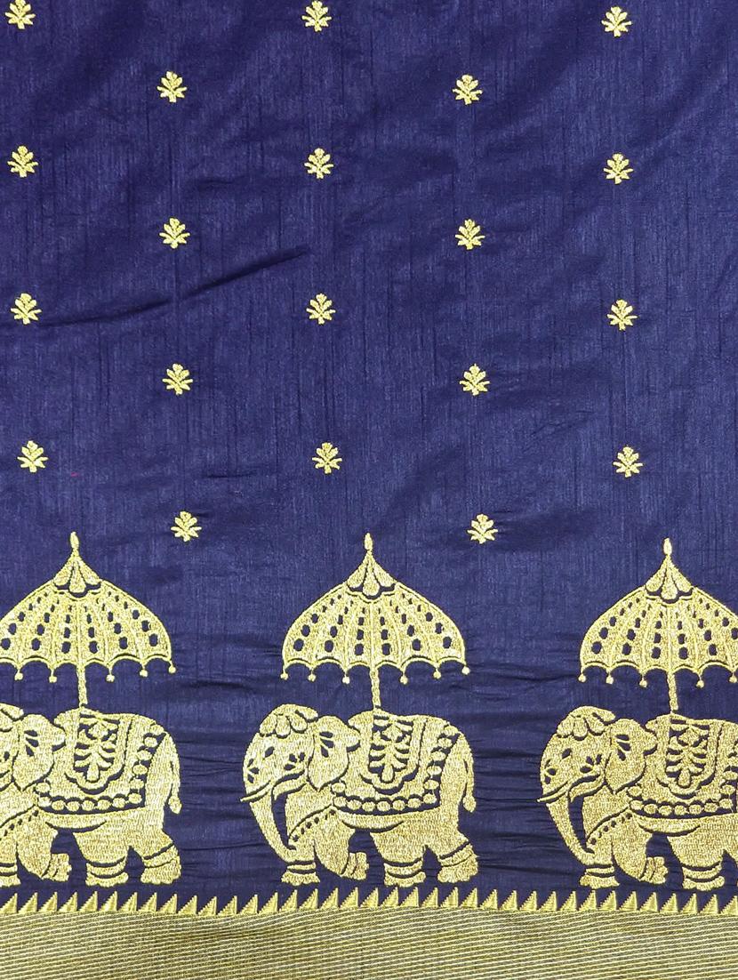 women dark blue banarasi saree with blouse - 21318675 - Standard Image - 2