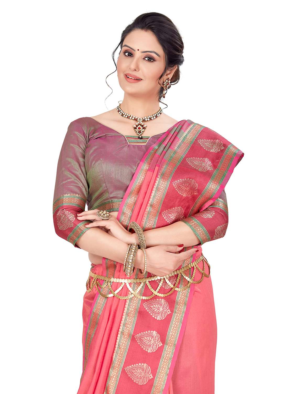 women self design zari work saree with blouse - 21318913 - Standard Image - 2
