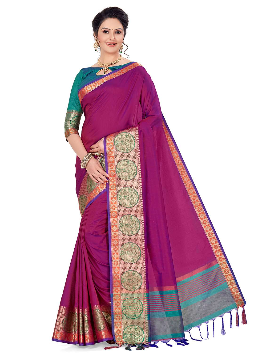 women self design zari work saree with blouse - 21318914 - Zoom Image - 0