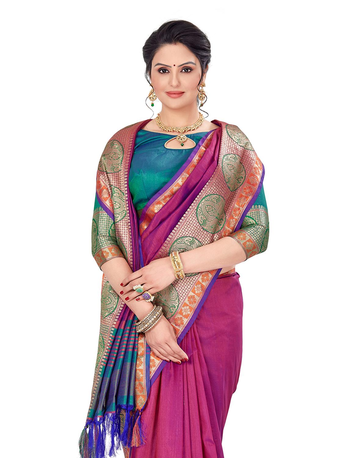 women self design zari work saree with blouse - 21318914 - Standard Image - 2