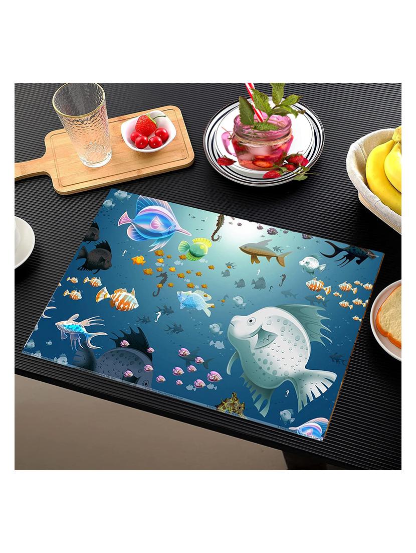 rectangular pack of 6 table placemat (blue, pvc) - 21319067 - Standard Image - 2