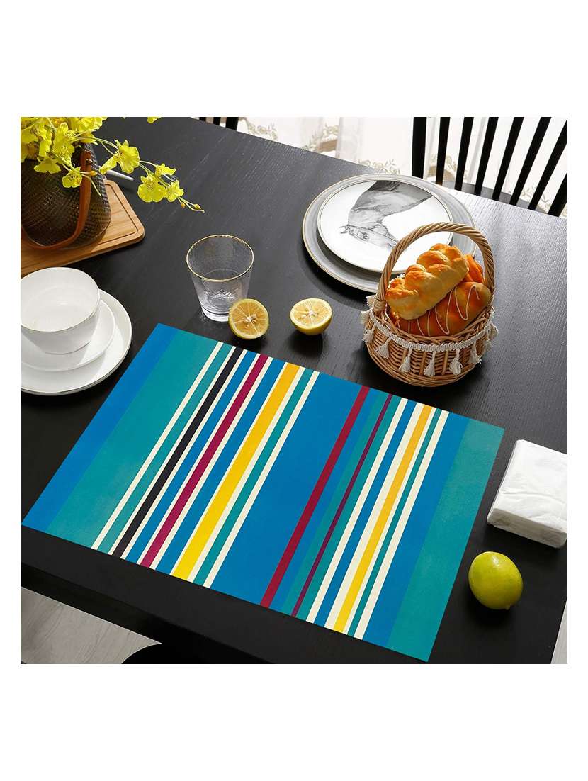 rectangular pack of 6 table placemat (blue, pvc) - 21319084 -  Standard Image - 2