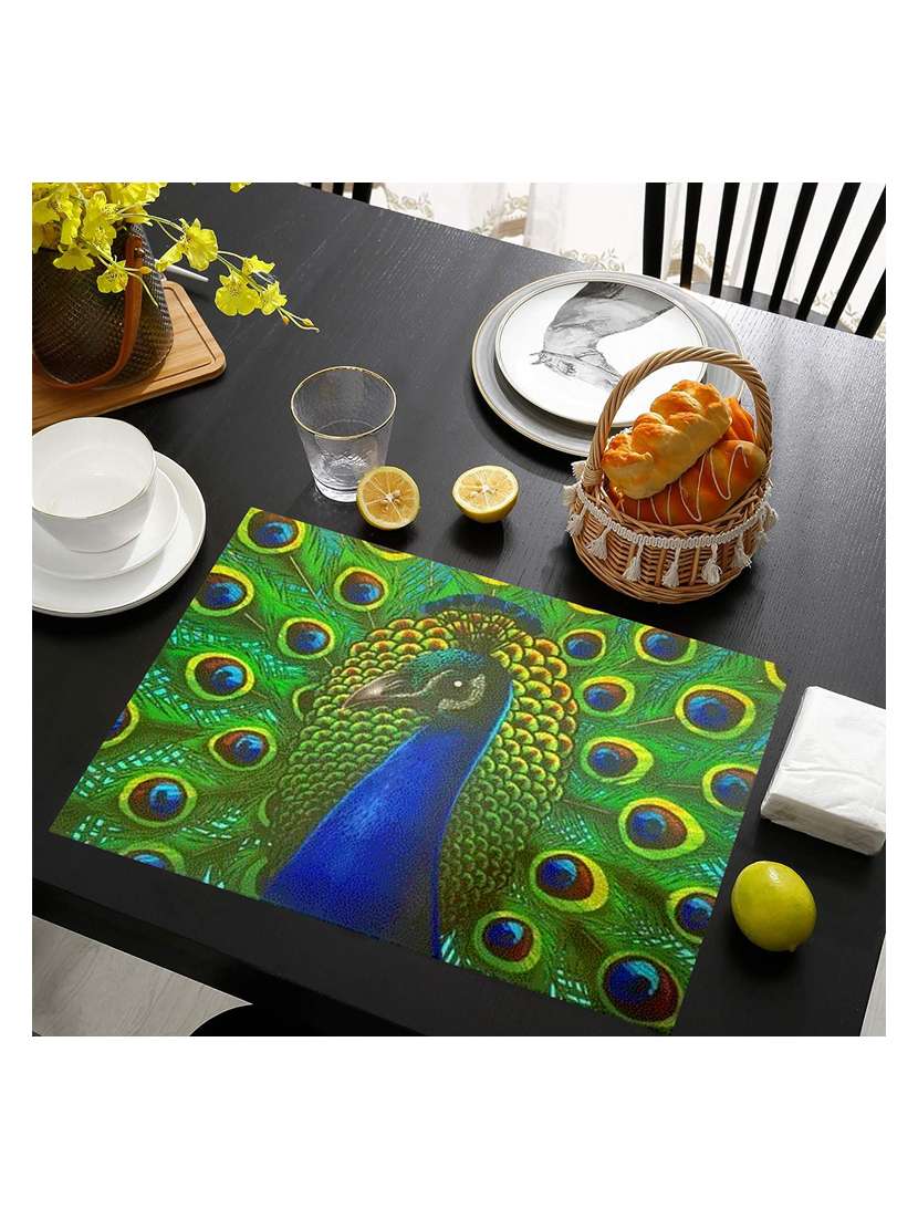 rectangular pack of 6 table placemat (green, pvc) - 21319091 -  Standard Image - 2