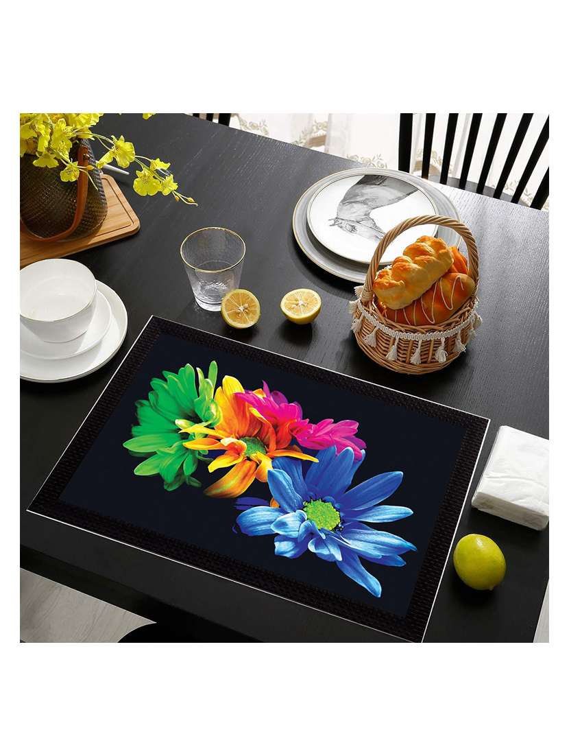 rectangular pack of 6 table placemat (black, blue, pvc) - 21319092 -  Standard Image - 2