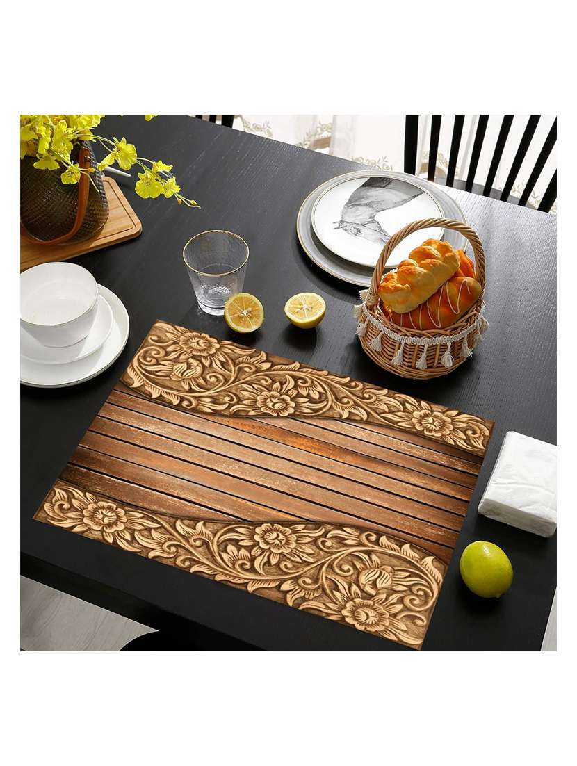 rectangular pack of 6 table placemat (beige, brown, pvc) - 21319096 -  Standard Image - 2